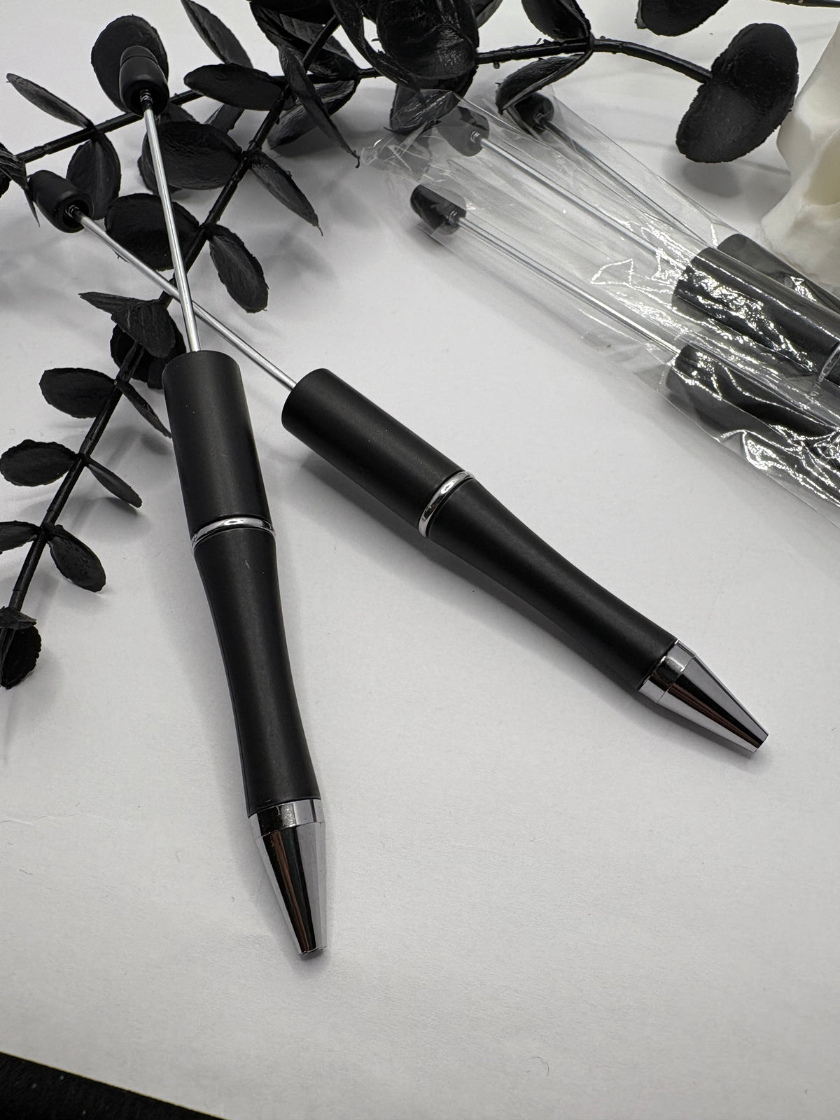 Beadable pen blanks, Beadable black ink, pen for silicone beads, for acrylic beads, pens for crafting, beadable blanks supplies