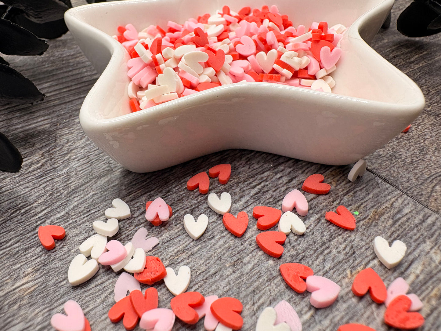 Clay Heart Slice: Red, White and Pink Filler pieces, .5oz Wt.