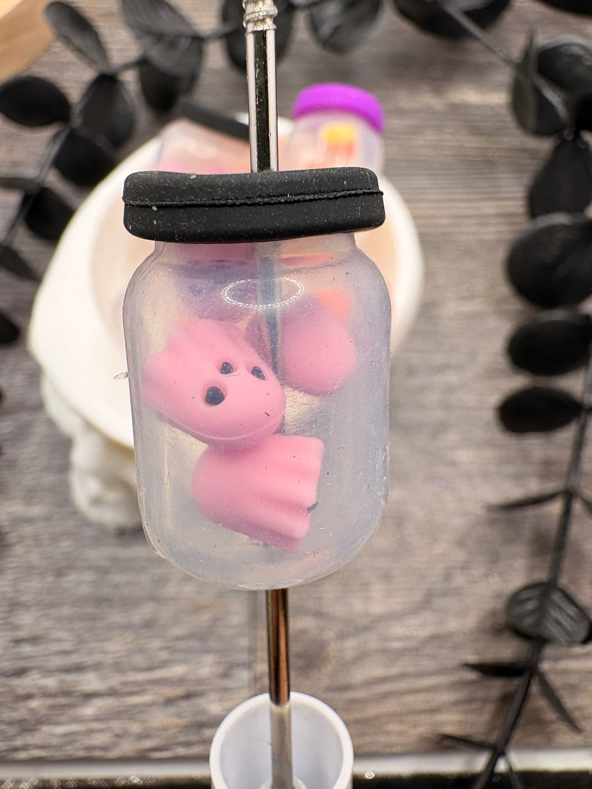 Halloween Jar 3D bead, Silicone focal, silicone bead for pens, crafting beads, supply focal, 26.5mm, 1pc