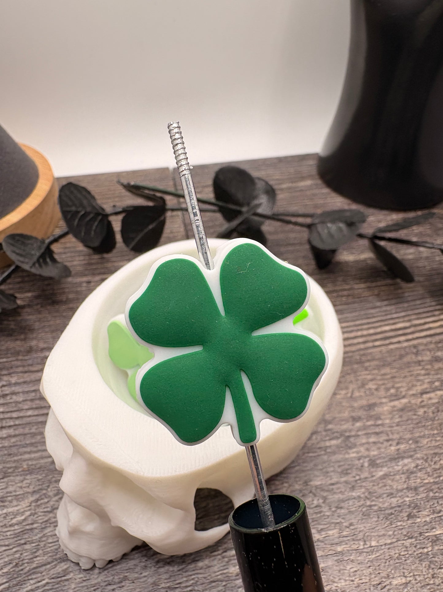 Shamrock clover plain pen bead, crafting beads, supplies, focal, silicone supply bead, silicone focal for beadable items, 29.5mm