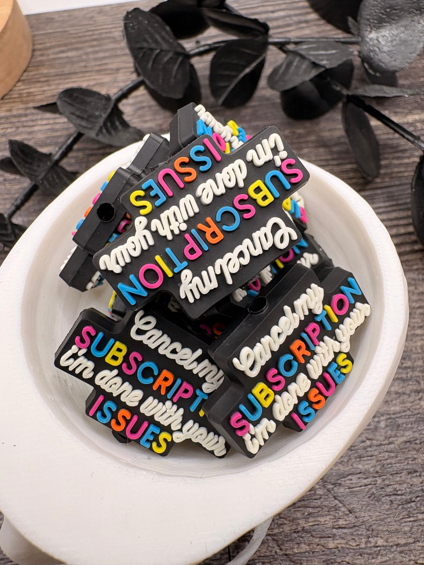 Cancel My Subscription: Funny Silicone Focal Bead, 1pc 19mm