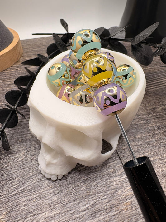 Aztec pattern bubblegum bead, acrylic 15.5mm beads for pens, beading supplies, acrylic beads