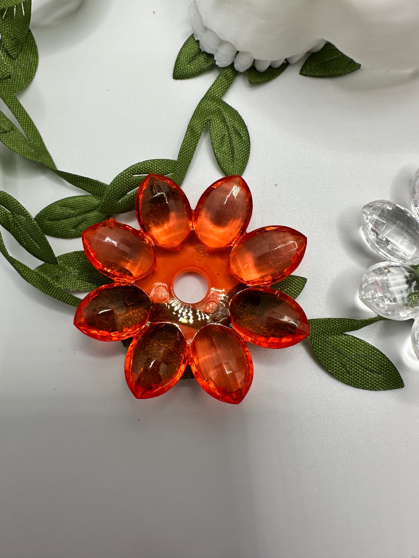 Big Flower bead, acrylic 39mm beads for pens, beading supplies, beading, 2pc flower set