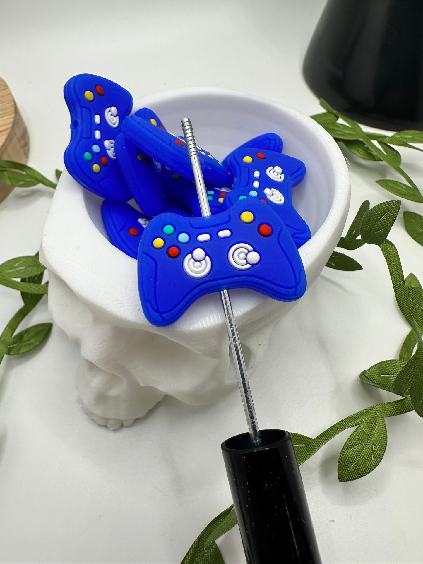 Blue Game Controller bead for pens, crafting beads, supplies, focal, silicone bead, silicone for beadable items, beadable supplies 1pc 20mm