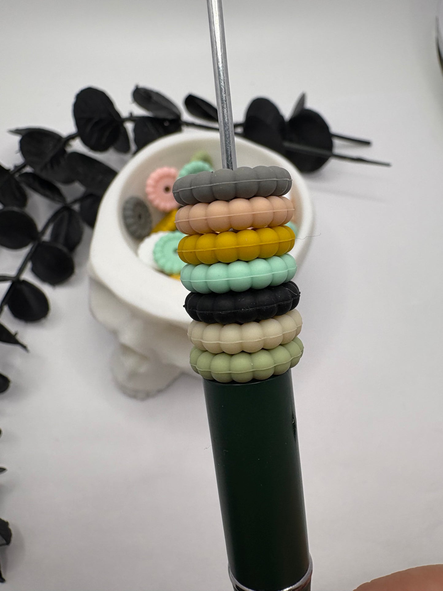 Silicone Disc bead spacer mix, 14.5mm beads for pens, beading supplies, beading, 10pc spacers