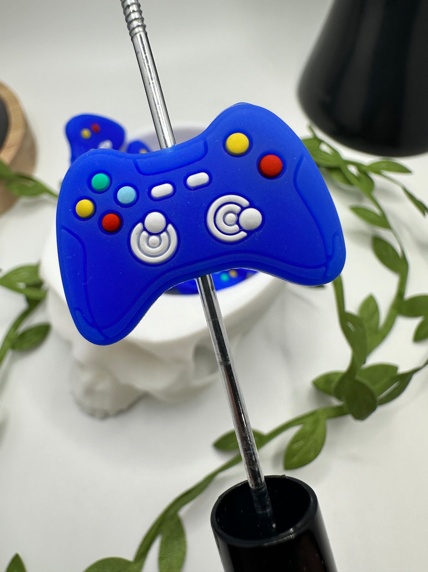 Blue Game Controller bead for pens, crafting beads, supplies, focal, silicone bead, silicone for beadable items, beadable supplies 1pc 20mm