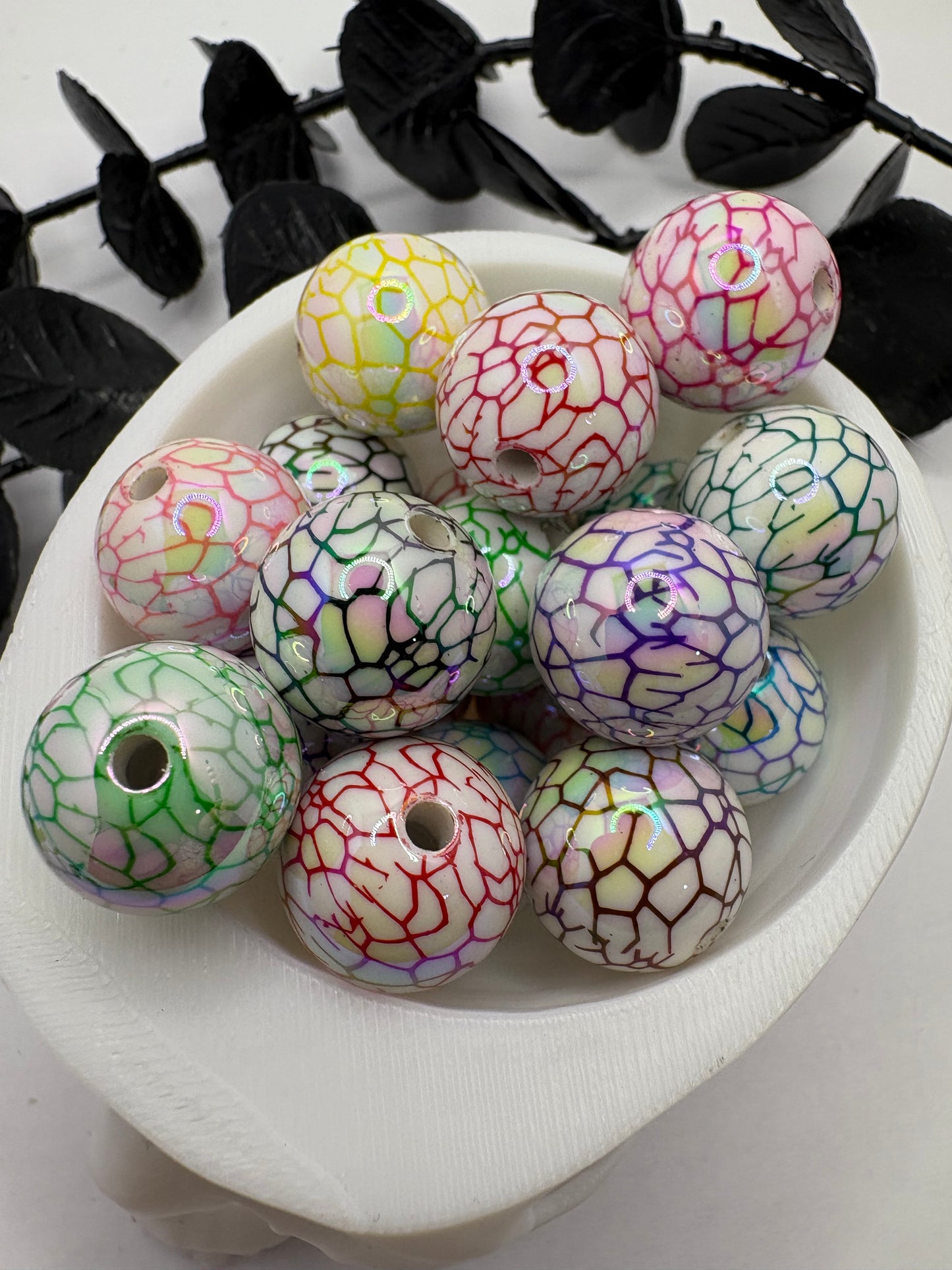 Cracked egg multi color bubblegum bead, acrylic 16mm beads for pens, beading supplies, beading, mixed color