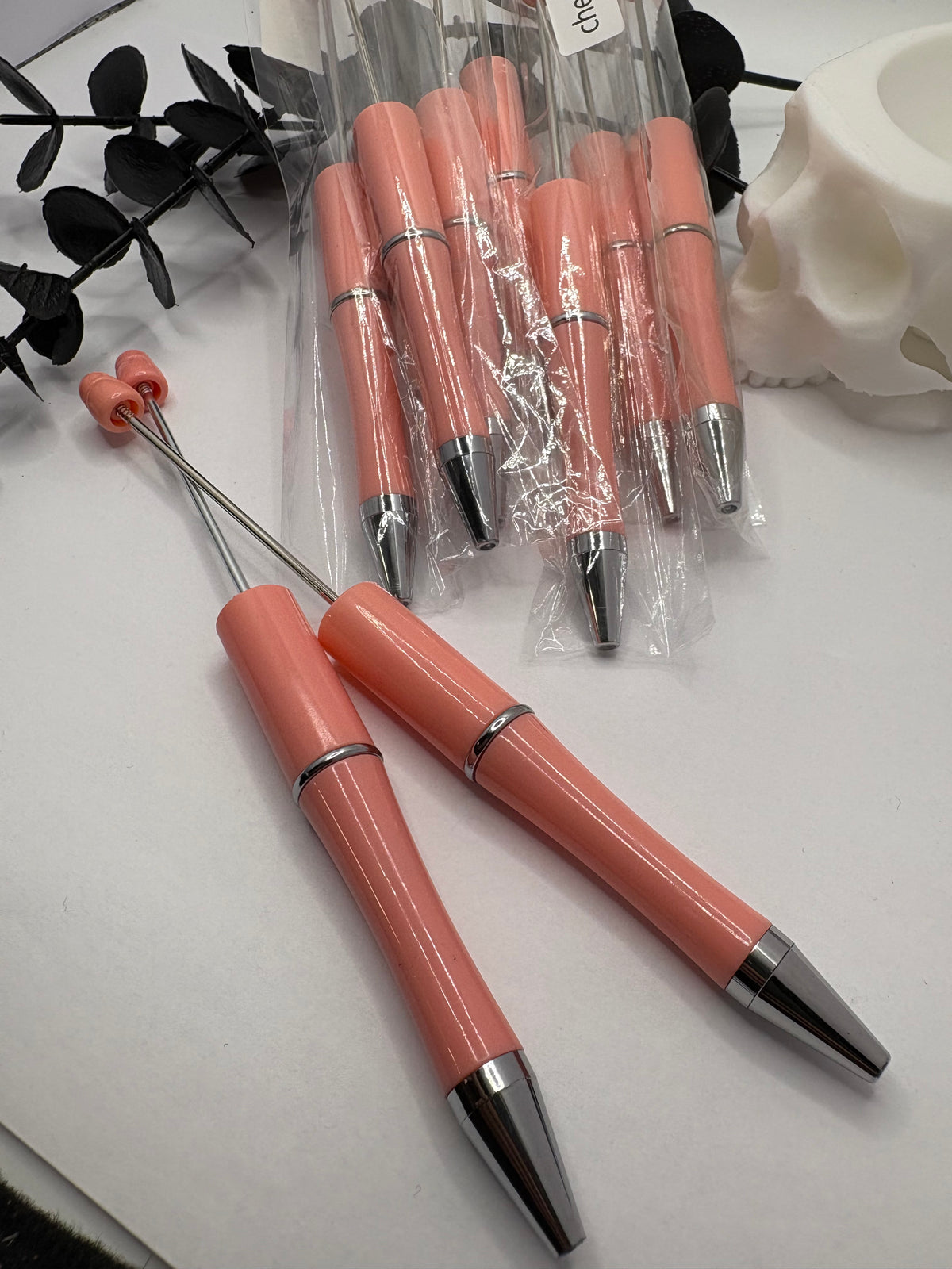 Beadable pen blanks, Beadable black ink, pen for silicone beads, for acrylic beads, pens for crafting, beadable blanks supplies