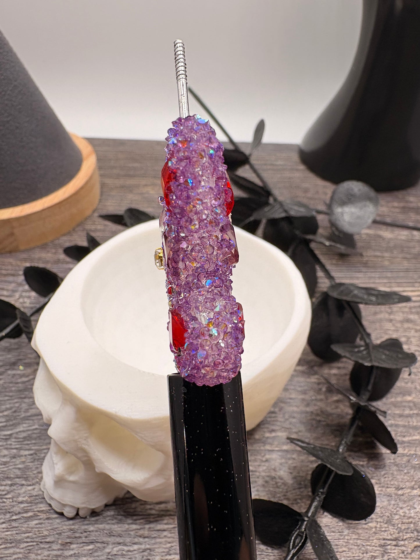 Custom Purple Bling Butterfly Bead, 33.5mm, 1pc