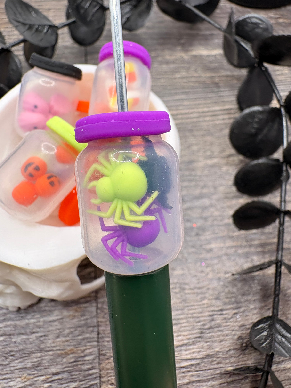Halloween Jar 3D bead, Silicone focal, silicone bead for pens, crafting beads, supply focal, 26.5mm, 1pc
