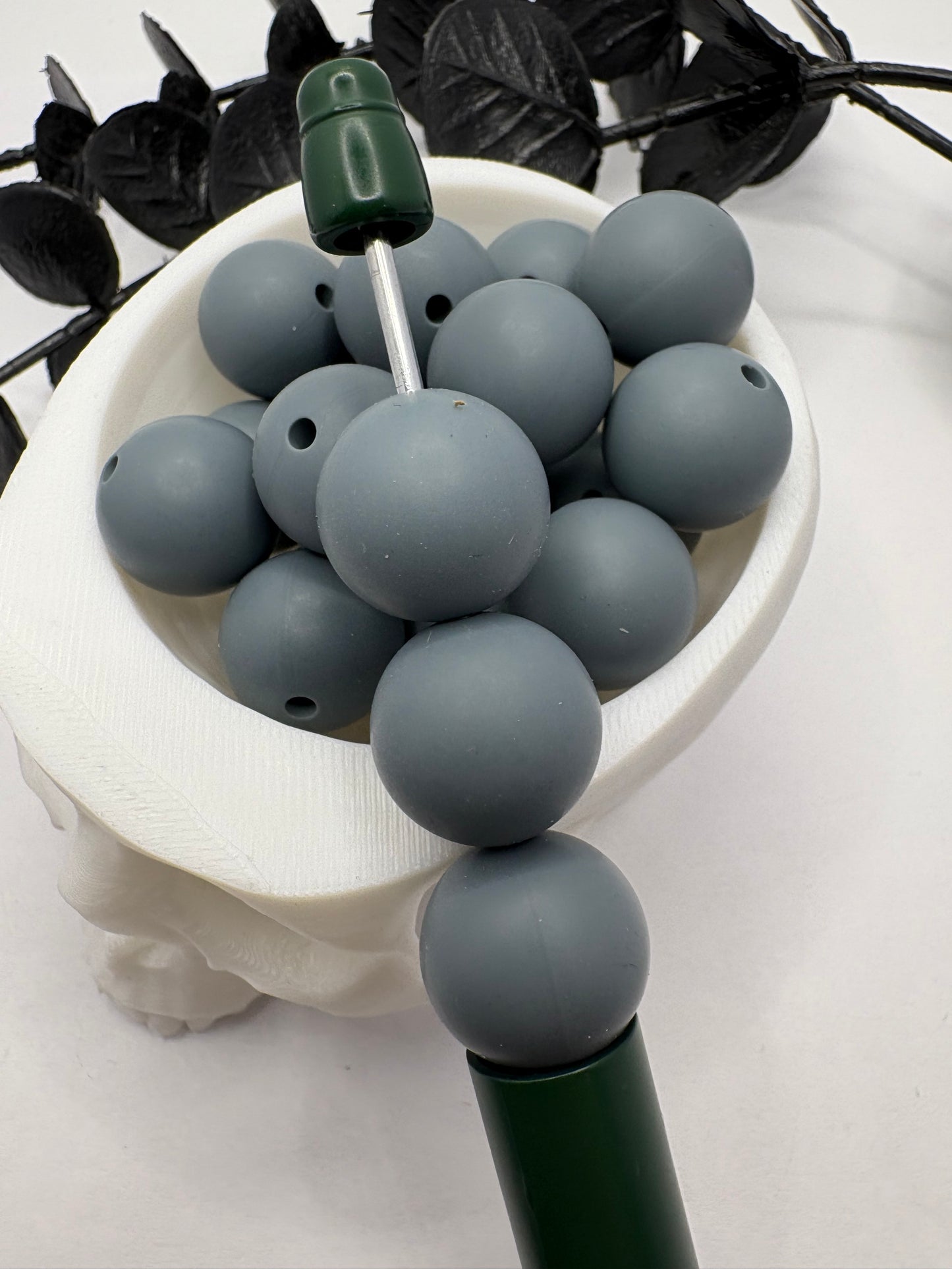 Silicone Sniper Grey bead, 15mm beads for pens, beading supplies, beading, pvc silicone beads