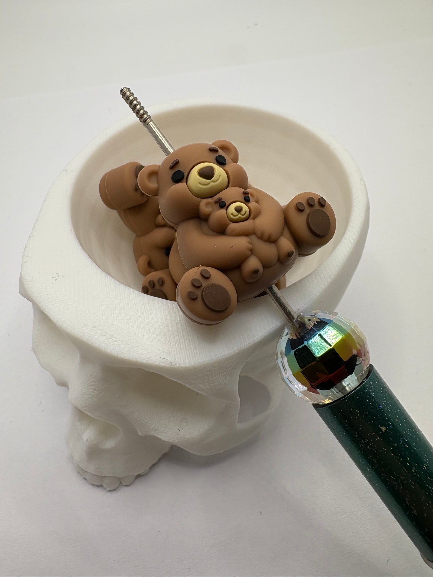 3D Bears focal bead, cute silicone bead, beads for pens, silicone bead, focal bead, 28mm, 1pc