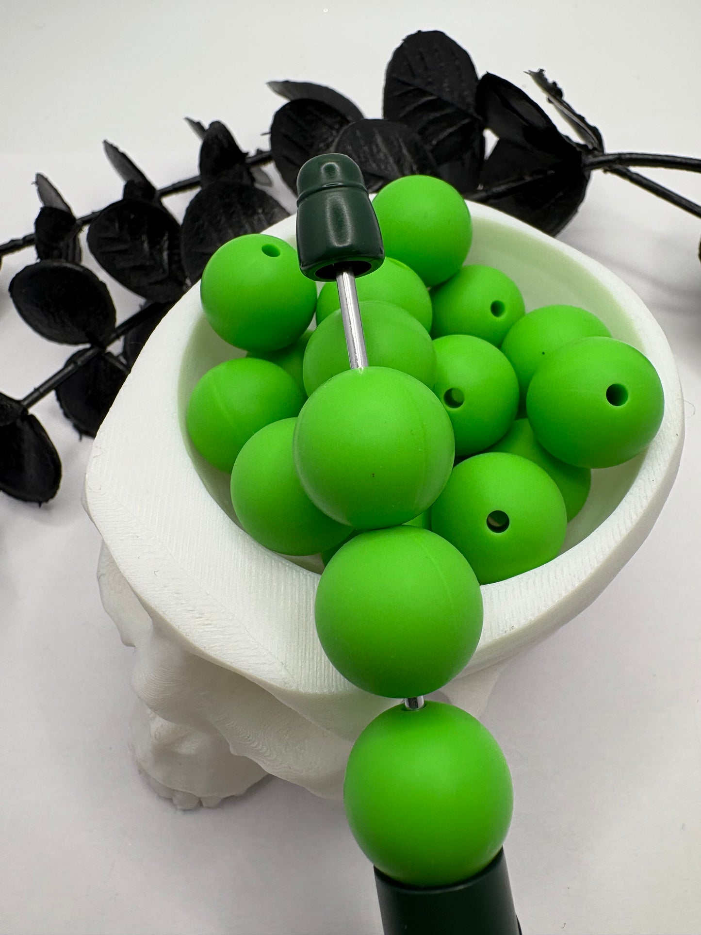 Silicone Green bead, 15mm beads for pens, beading supplies, beading, pvc silicone beads