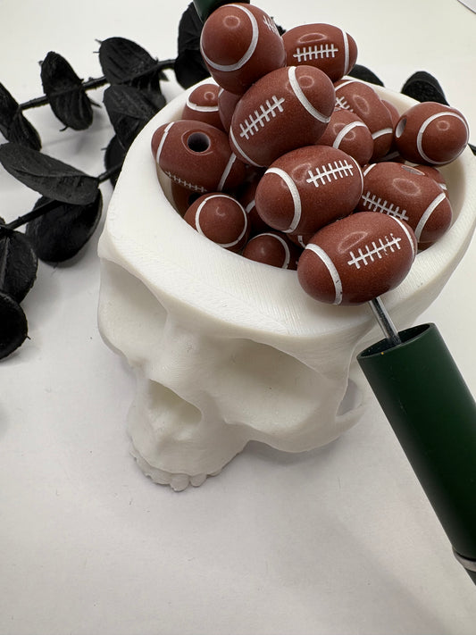 Football sports shaped bead, acrylic 12mm beads for pens, beading supplies, beading, 5pc