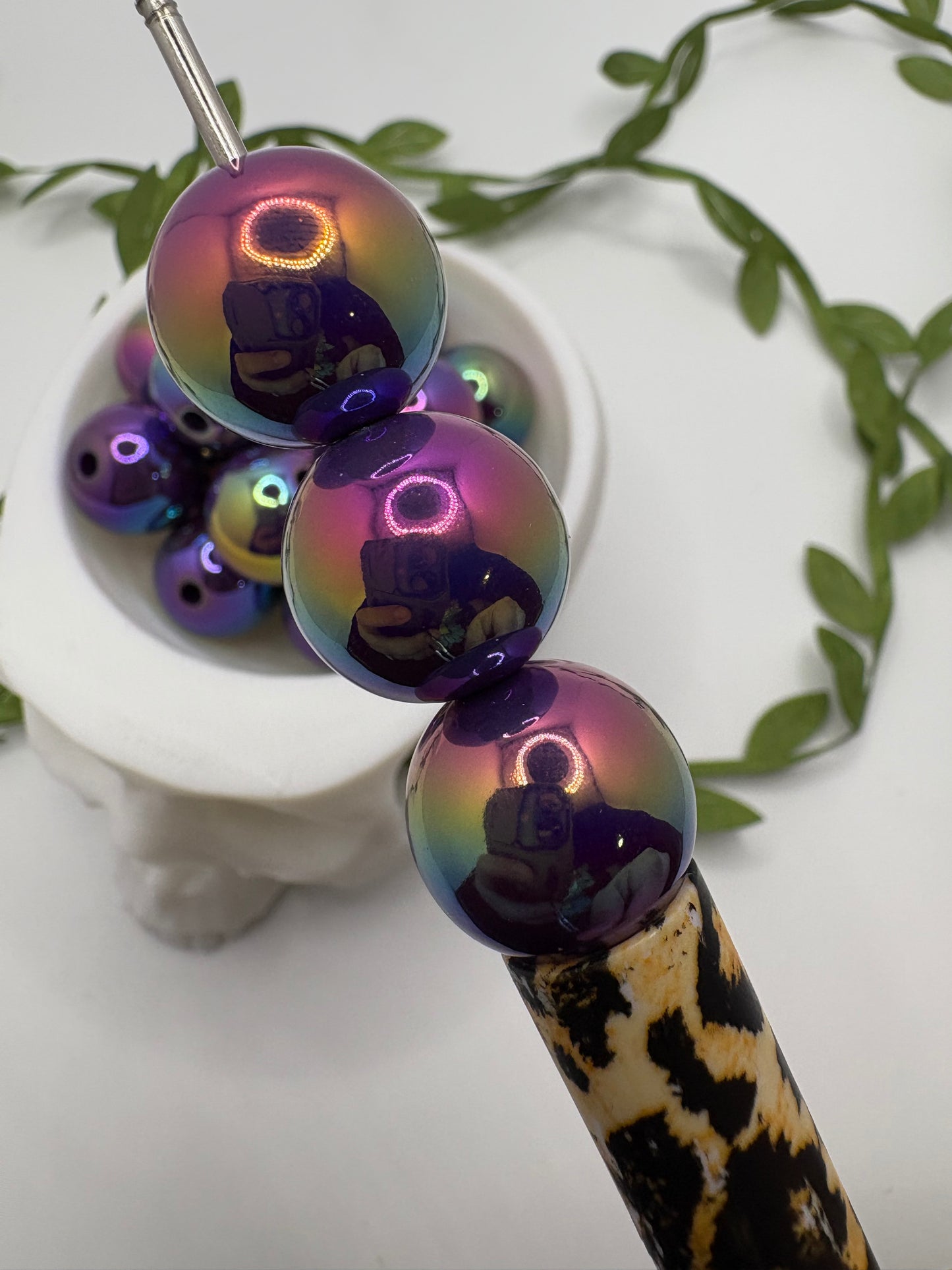 Dark Magic holo, acrylic 16mm beads for pens, beading supplies, bubblegum beads, holo beads, beading, dark purple
