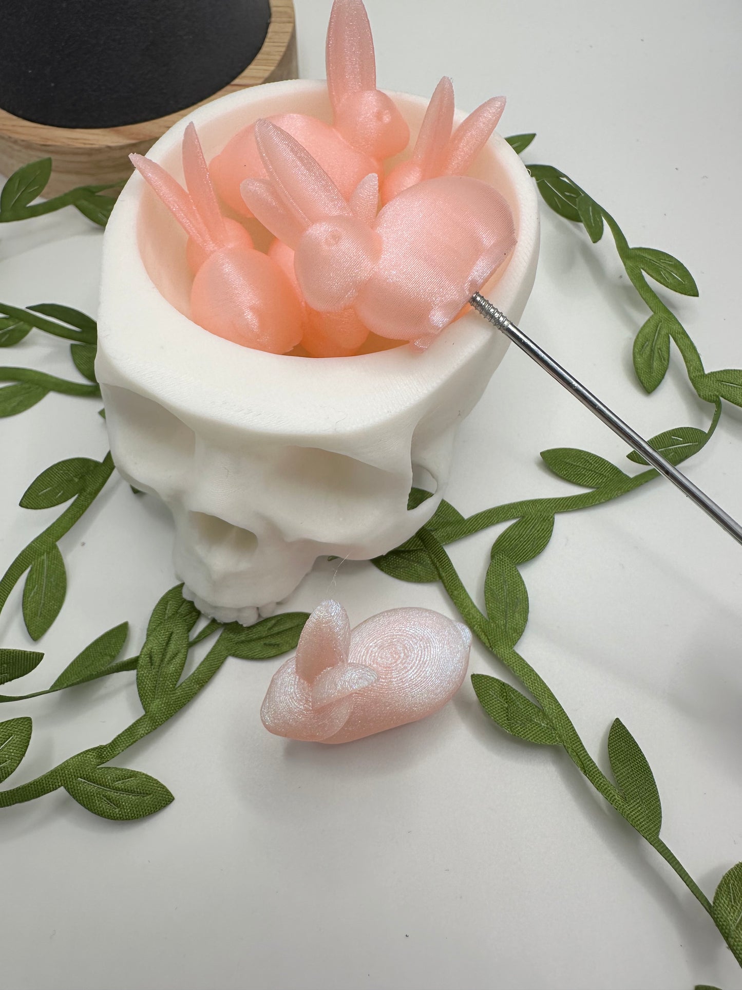Pink bunny bead for pens, crafting beads, supplies, focal, printed supply bead, focal for beadable items, beadable, single