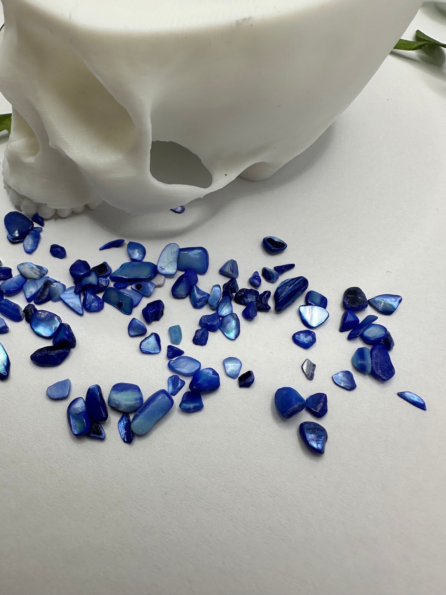 Dark Blue shell chip mix, filler, crafting chips, natural shell mix glossed chips, resin fillers, candle making supplies 1oz by weight