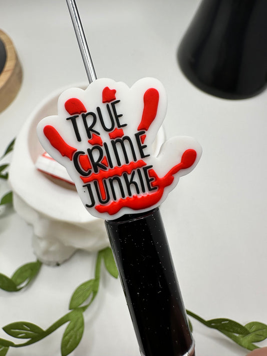 Crime Junkie focal bead, silicone bead, silicone bead for pens, crafting beads, supplies, focal, silicone supply bead 28mm