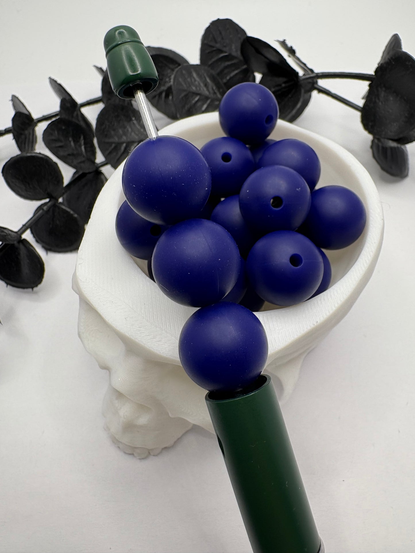 Silicone Navy Blue bead, 15mm beads for pens, beading supplies, beading, pvc silicone beads