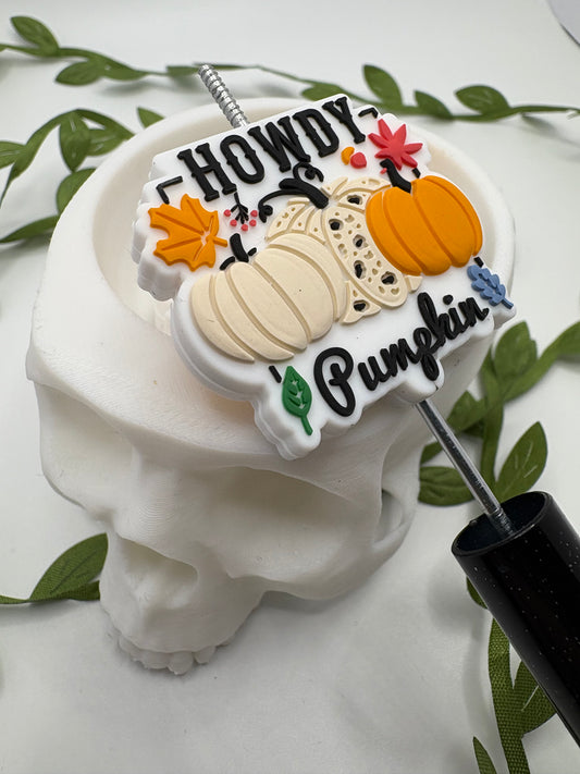 Howdy Pumpkin bead, bead for pens, crafting beads, supplies focal, supply bead, silicone focal beadable items, 1pc, 35mm