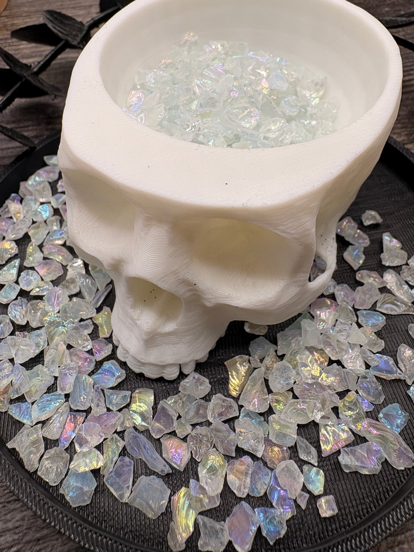 Eskimo: Holographic Translucent Crushed glass, resin fillers, candle making supplies 1oz by weight, crushed glass for crafting