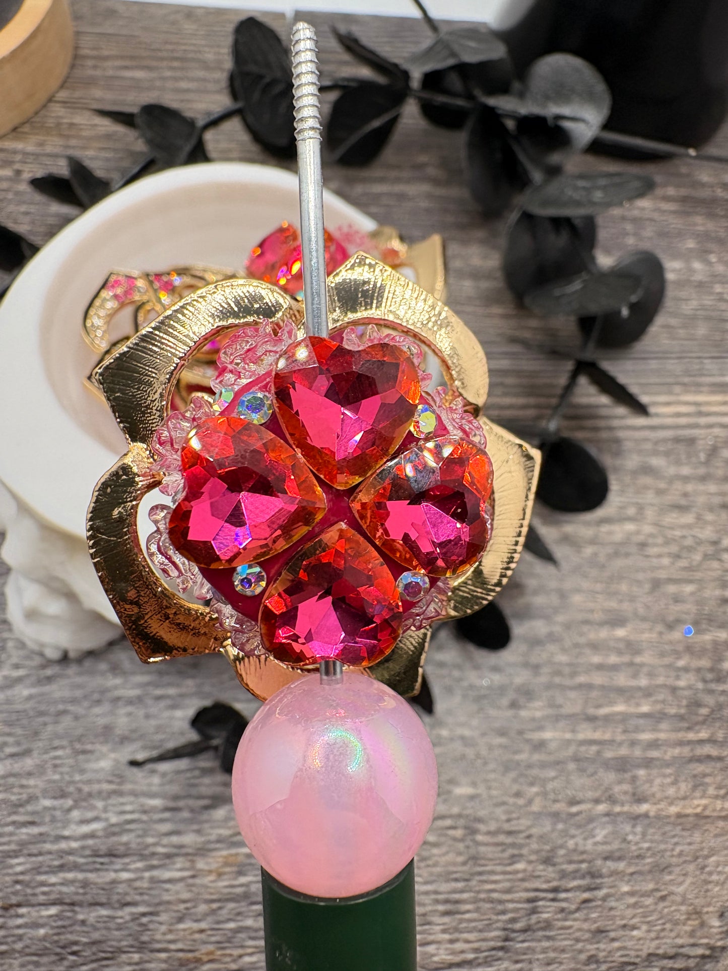 Pink Big Spinner Flower Bead, 1pc 40mm