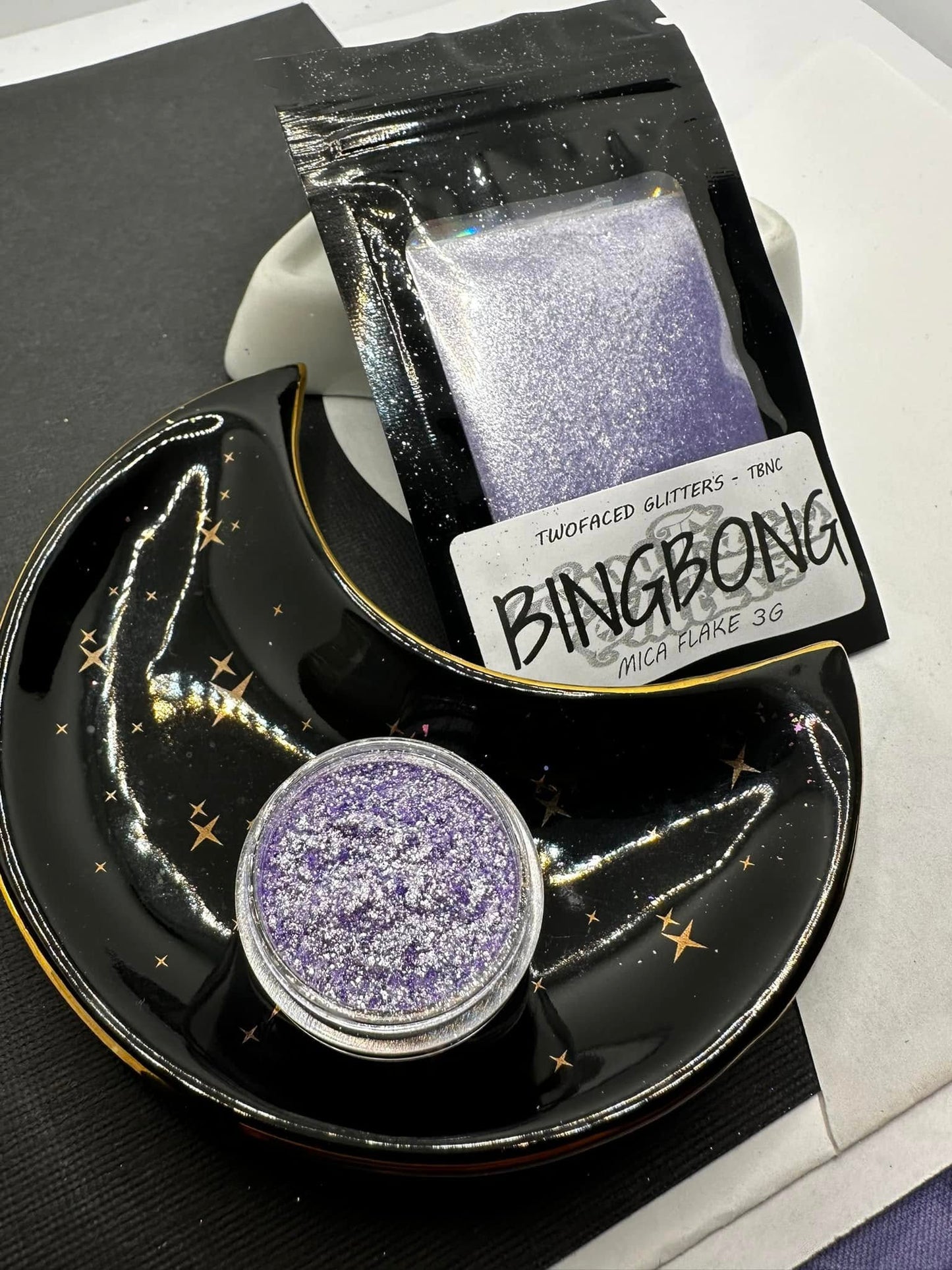 BingBong Mica Flake, Mica Flake for additives in crafting, Purple shimmer flake 3g wt.