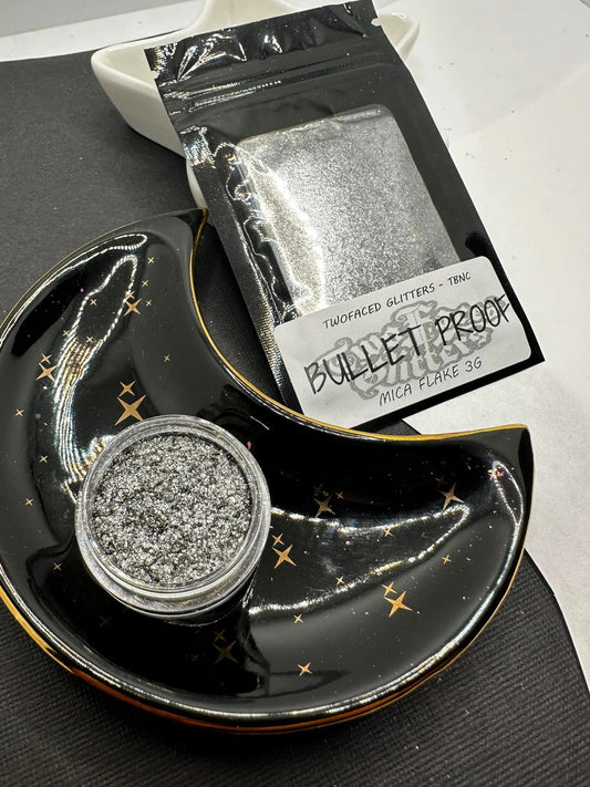 BulletProof Mica Flake, Mica Flake for additives in crafting, Grey shimmer flake 3g wt.