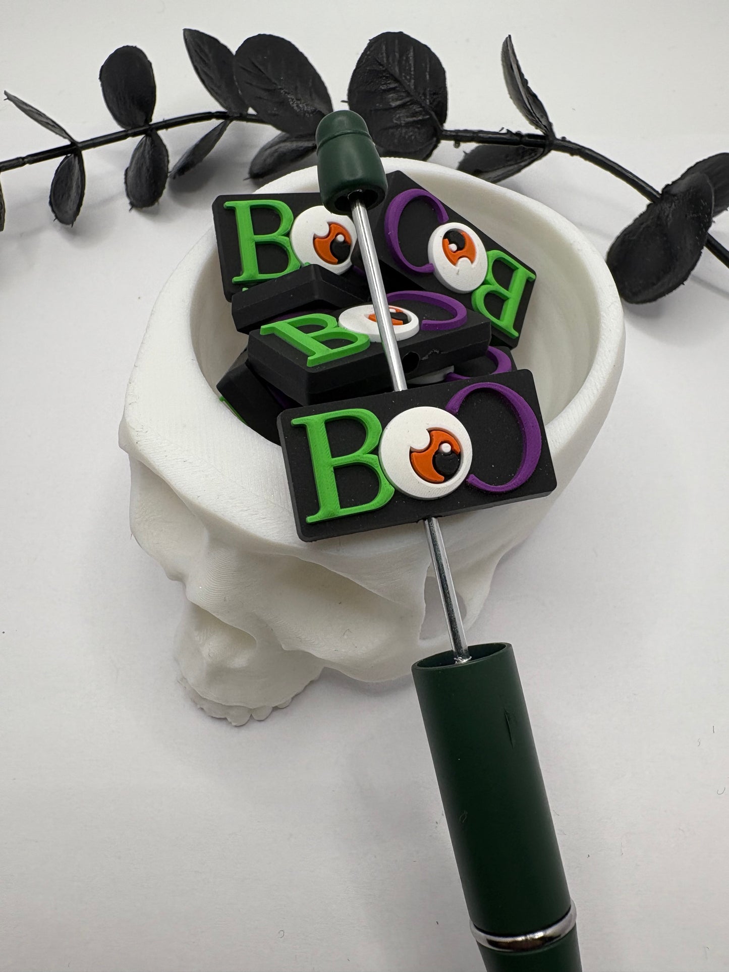 Boo silicone bead for pens, crafting beads, supplies, focal, silicone supply bead, silicone focal for beadable items, 15mm, 1pc