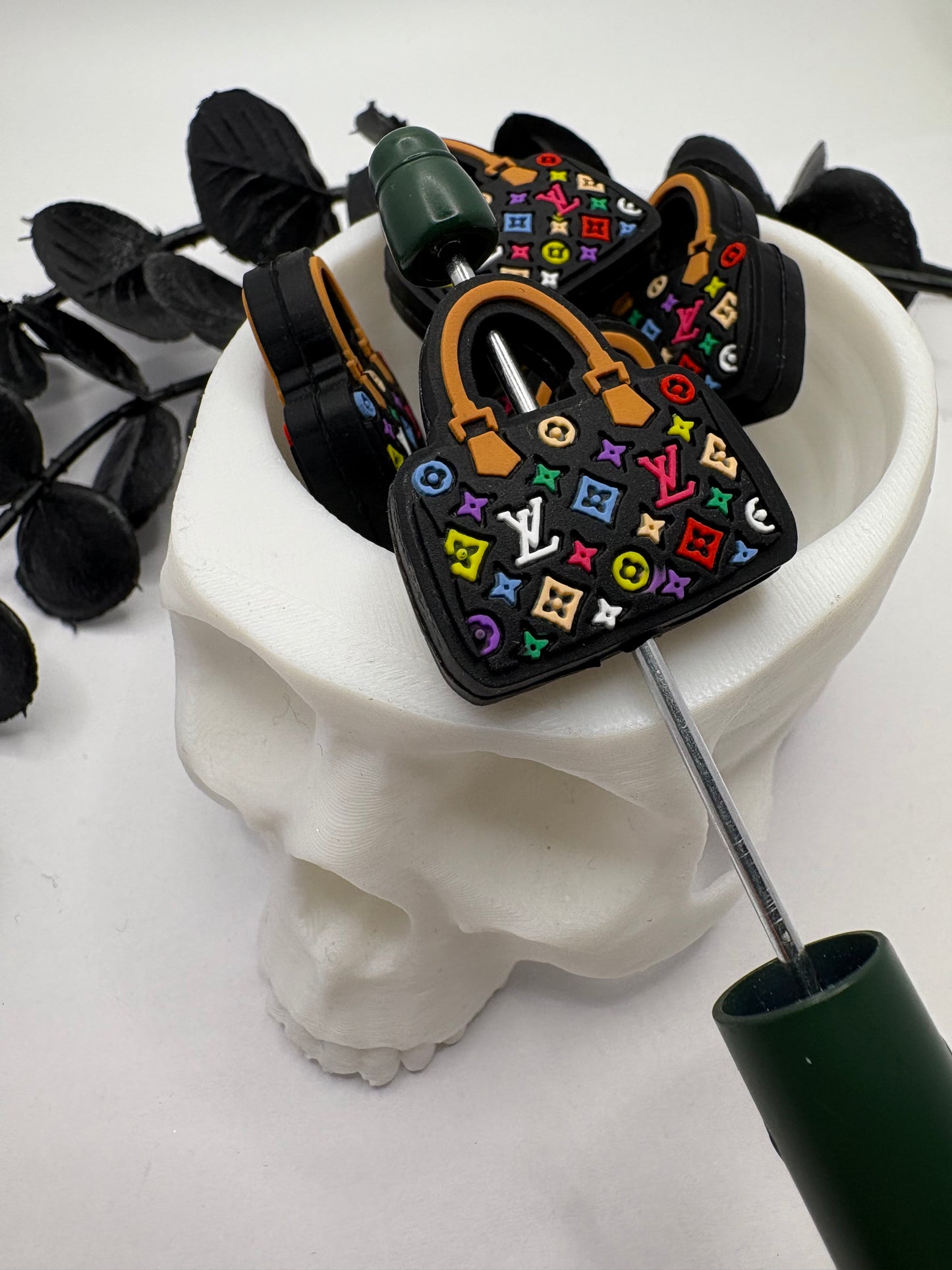 Fancy LV Colorful handbag Silicone focal bead, silicone bead, silicone bead for pens, crafting beads, supply, focal, silicone supply bead 29mm