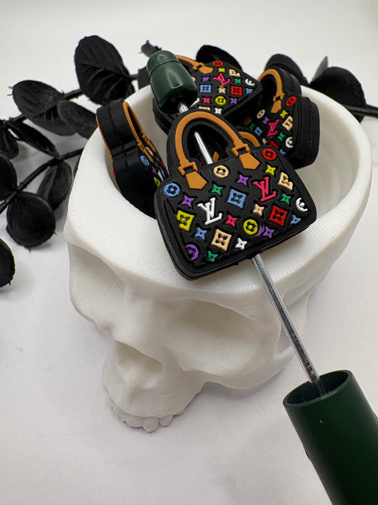 Fancy LV Colorful handbag Silicone focal bead, silicone bead, silicone bead for pens, crafting beads, supply, focal, silicone supply bead 29mm