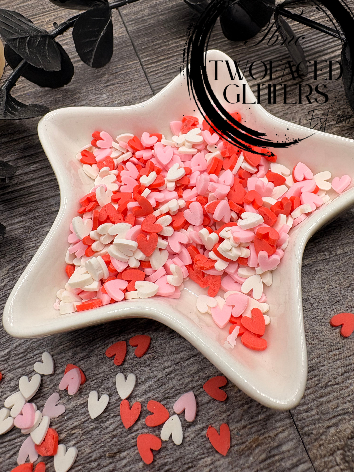 Clay Heart Slice: Red, White and Pink Filler pieces, .5oz Wt.