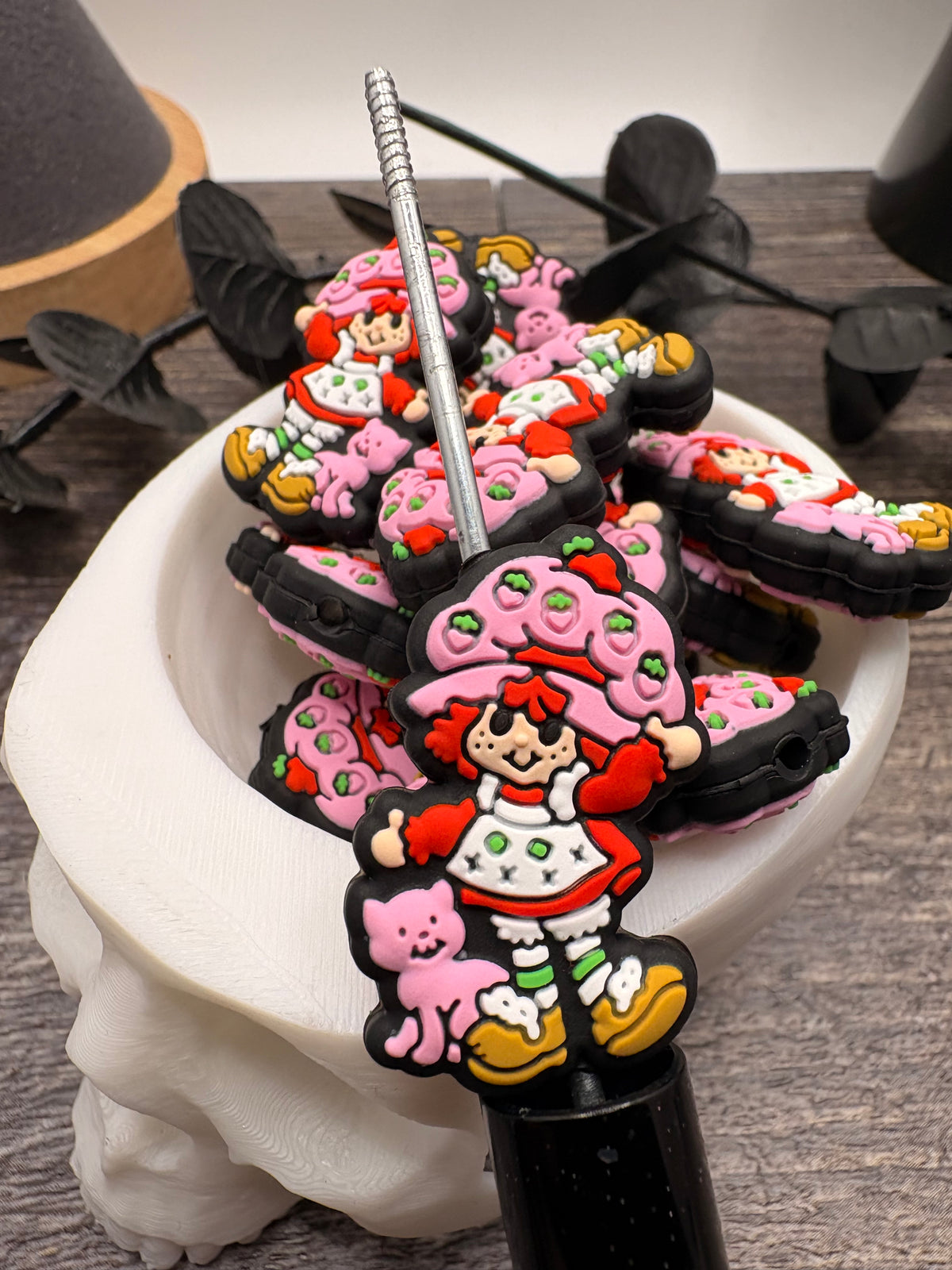 Strawberry Original girl Bead, Silicone focal, silicone bead for pens, crafting beads, supply, focal, silicone bead shortcake 31.5mm
