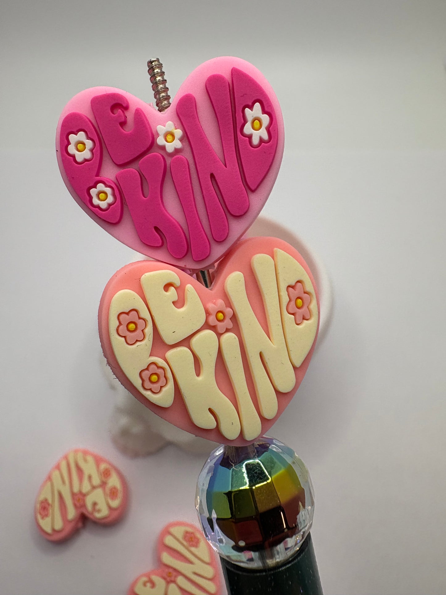 Silicone focal bead,  be kind silicone bead, silicone bead for pens, crafting beads, bead supplies, focal, heart silicone