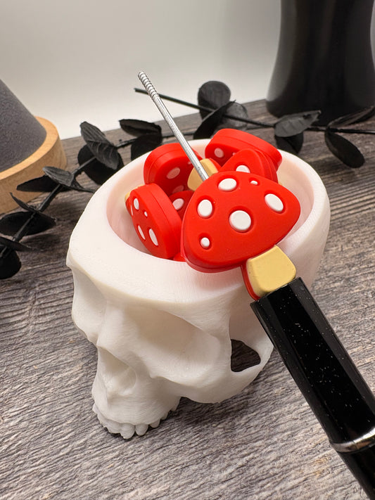 Mushroom Bead, Silicone focal, silicone bead for pens, crafting beads, supply, focal, 28.5mm