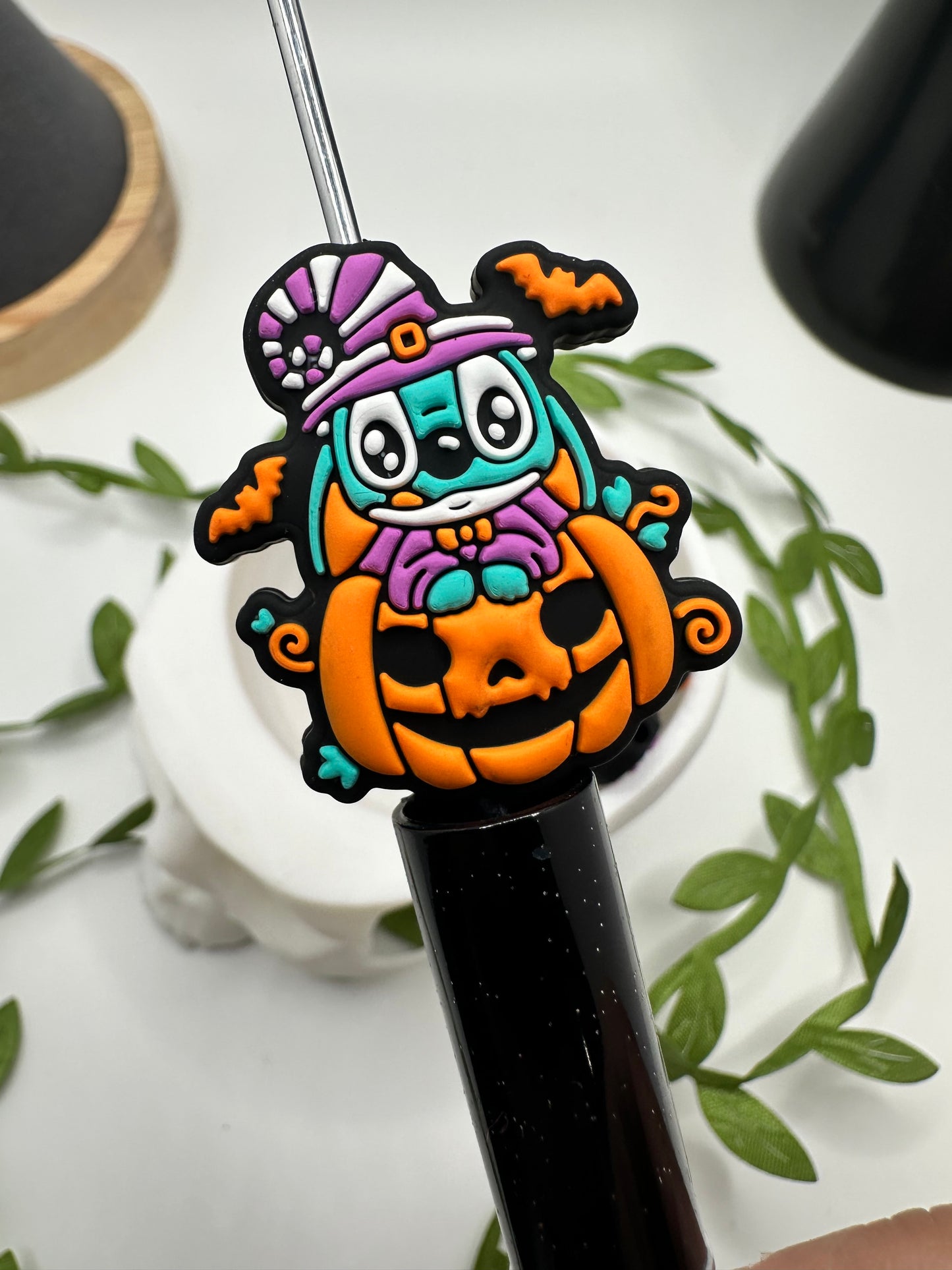 Blue Alien bead for pens, crafting beads, supplies, focal, silicone bead, silicone for beadable items, 1pc 28mm stitch