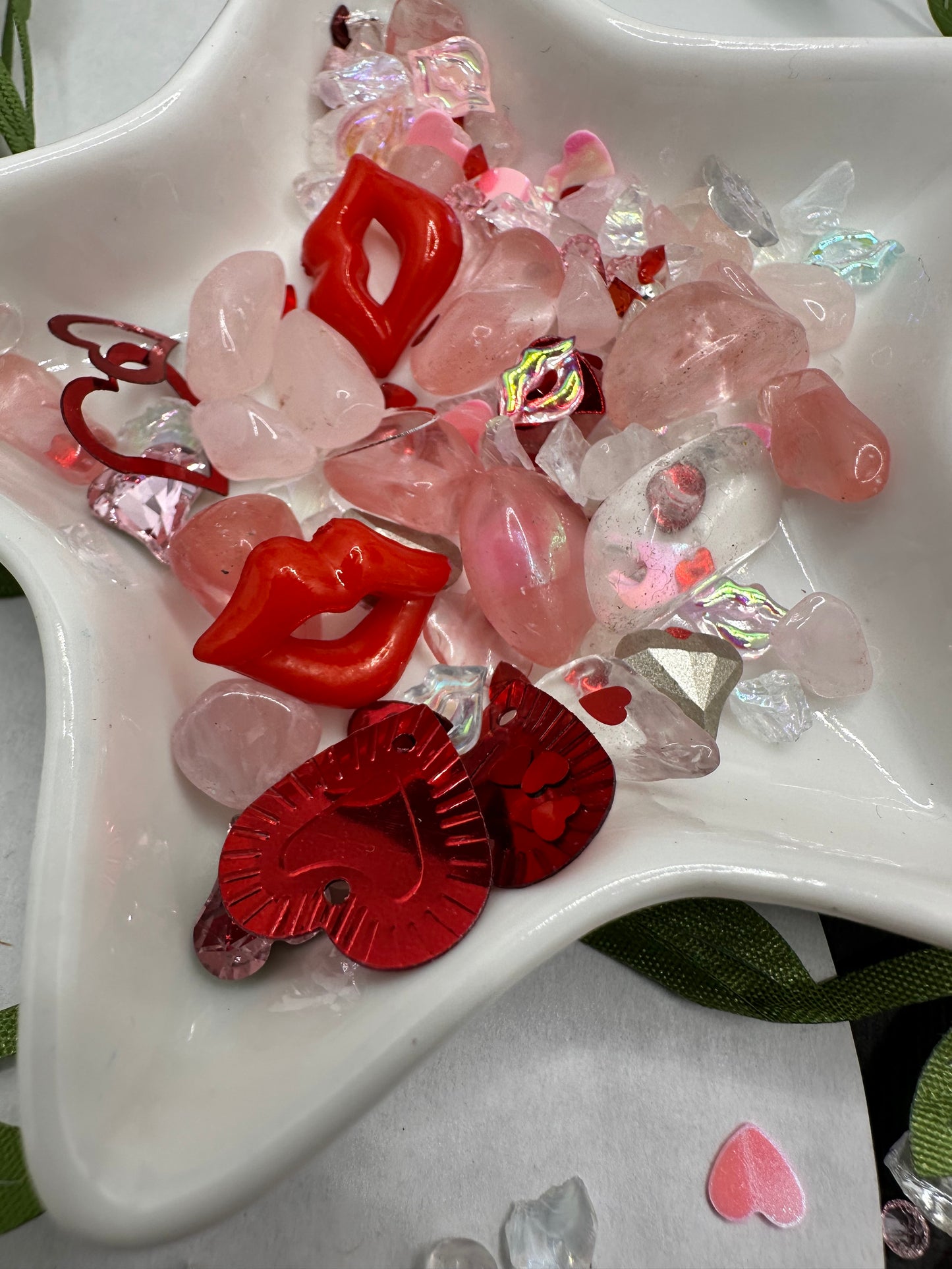 Hot Lips filler, Mixed glass chunks, holo glass, resin lips, resin supplies, shaker fillers resin crafting 1oz wt.