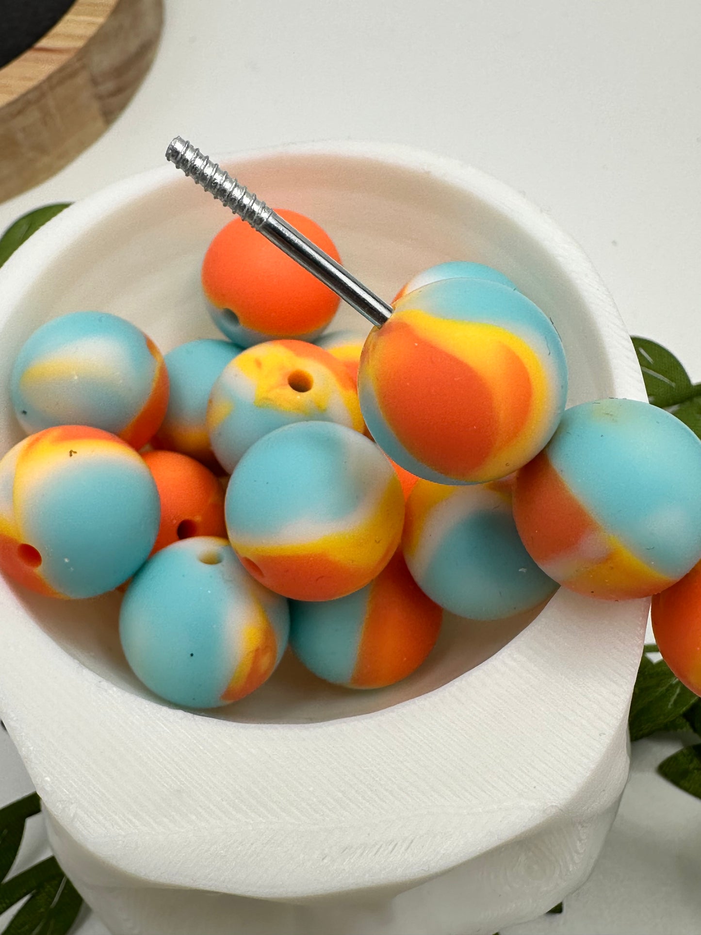 Beach sunset bubblegum bead, Silicone 15mm beads for pens, beading supplies, beading, multicolored beads, Silicone