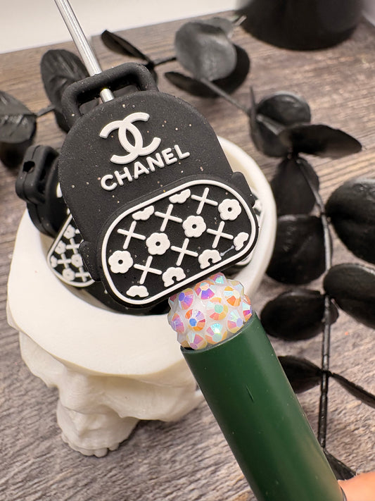 Fancy Glitter Backpack bag bead, Silicone focal, silicone bead for pens, crafting beads, supply focal, 31mm, 1pc