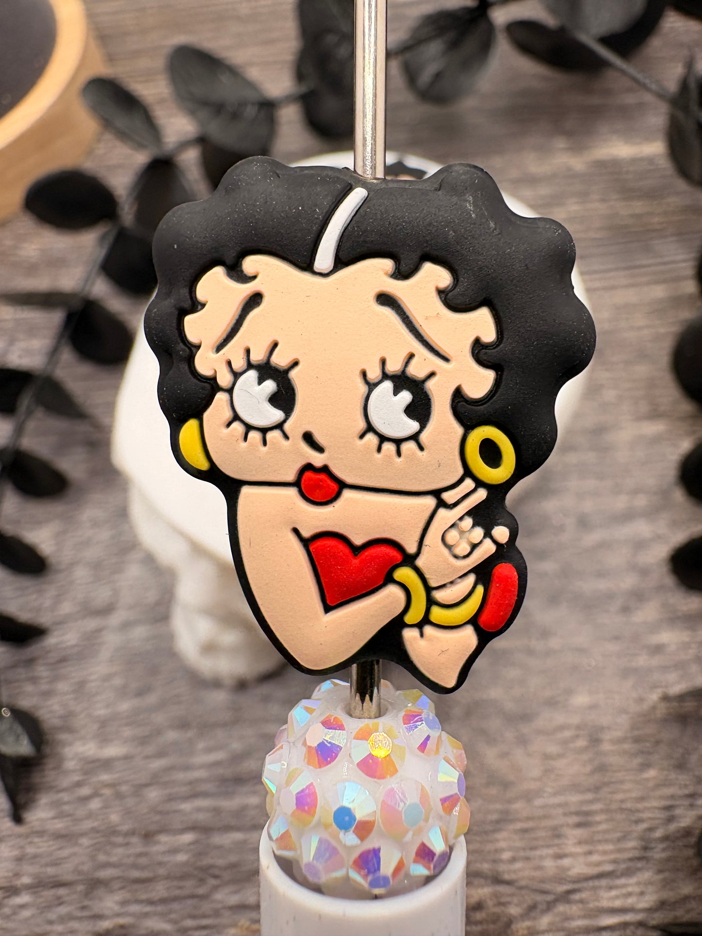Betty Character bead, Silicone focal, silicone bead for pens, crafting beads, supply focal, 30mm, 1pc