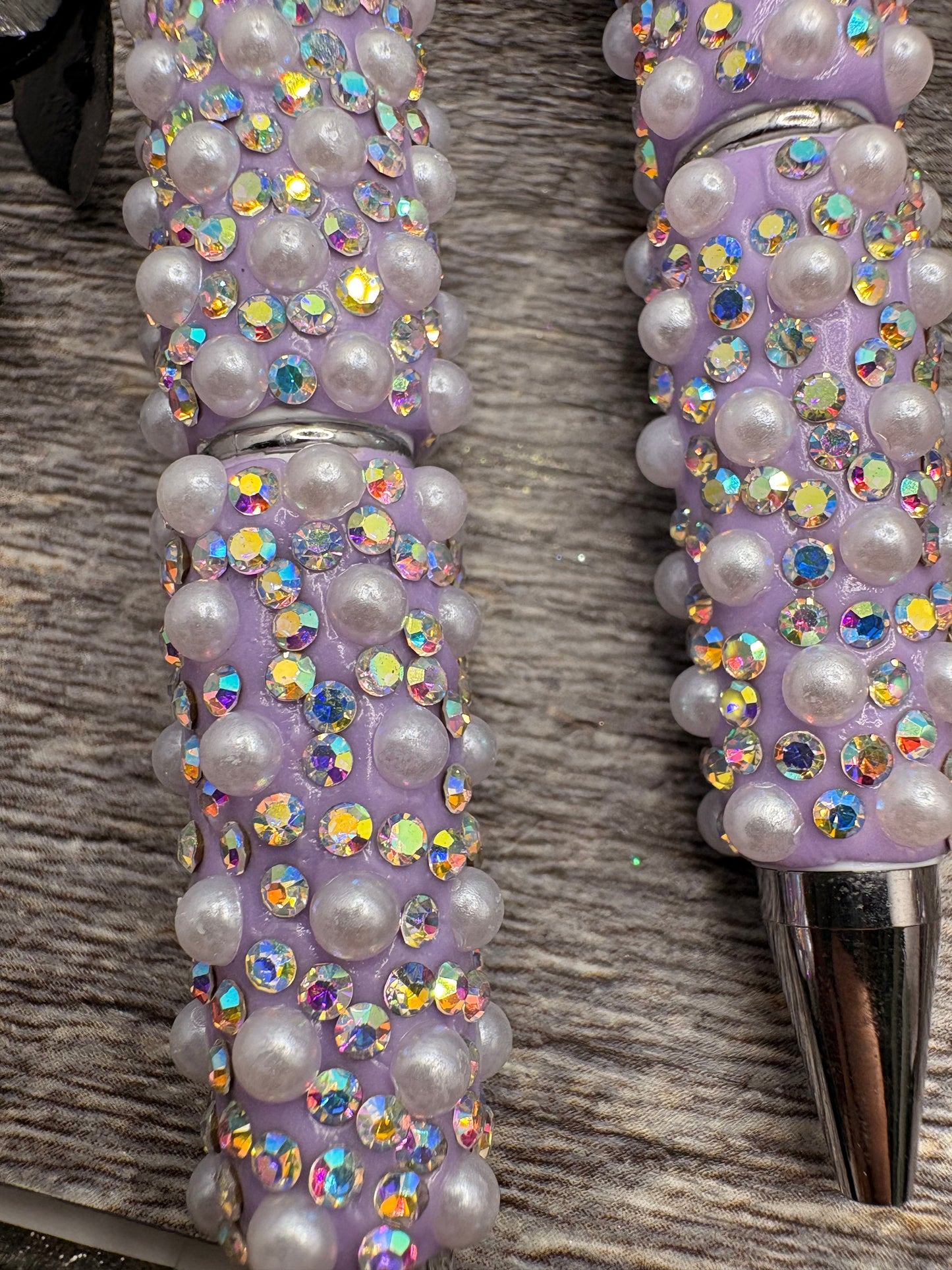 Purple Bling Pen blank: Beadable black ink, pen for beading crafts