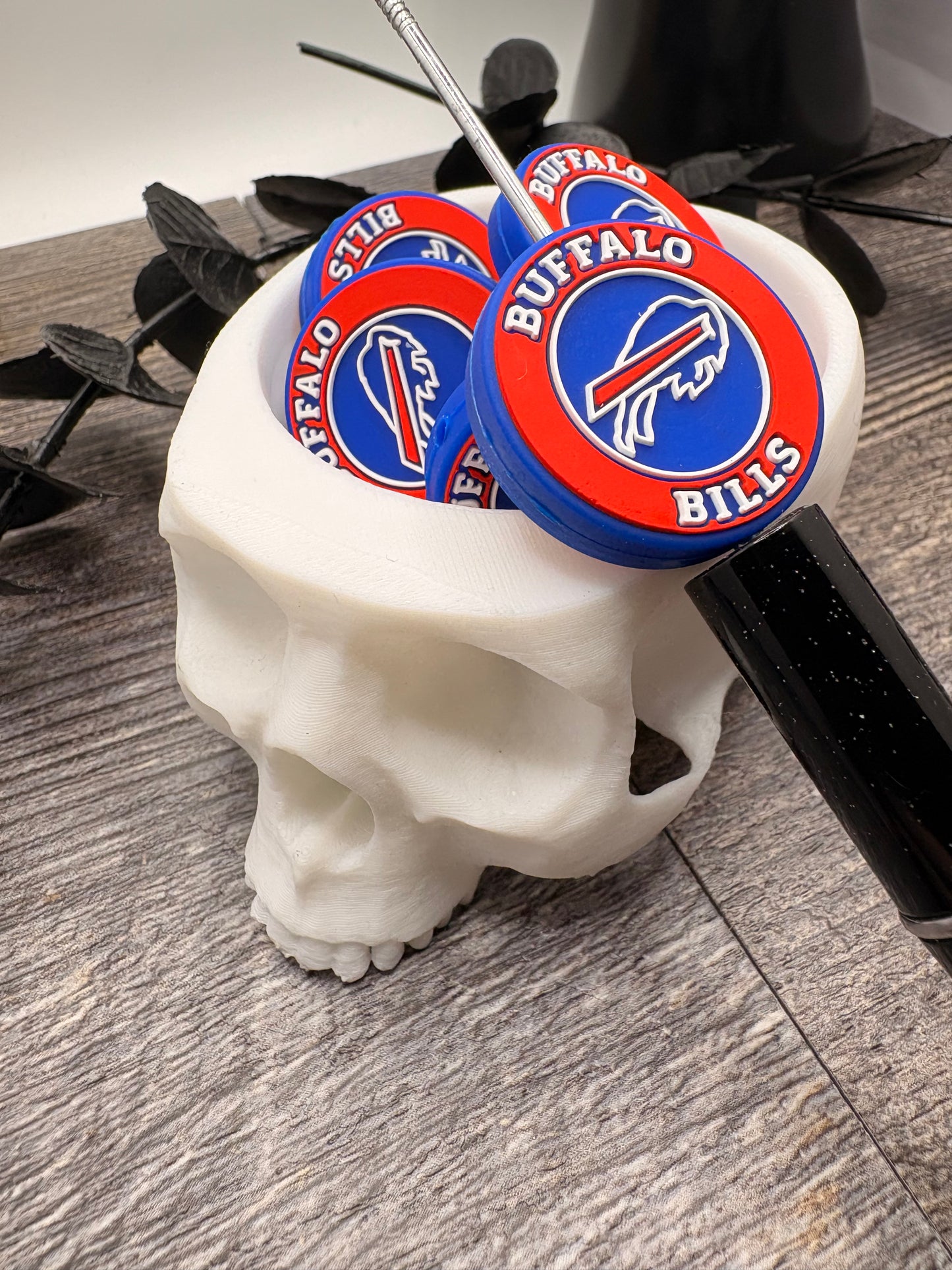Bills football pen bead colorful, crafting beads, supplies, focal, silicone supply bead, silicone focal for beadable items, 28mm