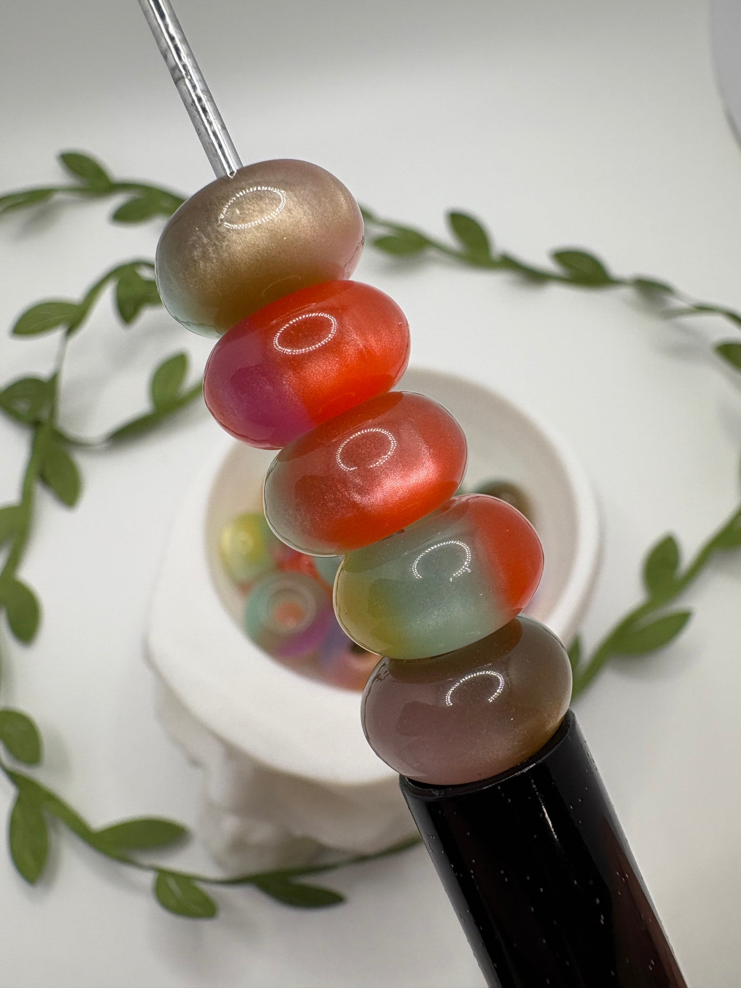 14mm Gradient Abacus acrylic spacer, beads for pens, beading supplies, beading, 5pc spacers, jewelry making