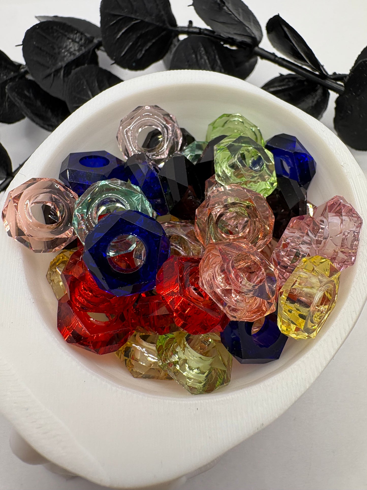 Acrylic transparent spacer mix, 13mm beads for pens, beading supplies, beading, 10pc bag