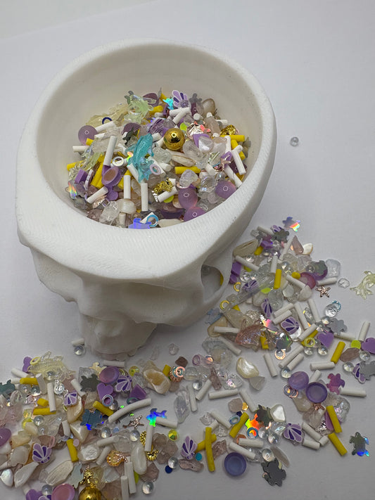 Ariel's Hourglass, Mixed glass chunks, holo glass, resin fish, clay slices, resin supplies, shaker fillers resin crafting 1oz wt.