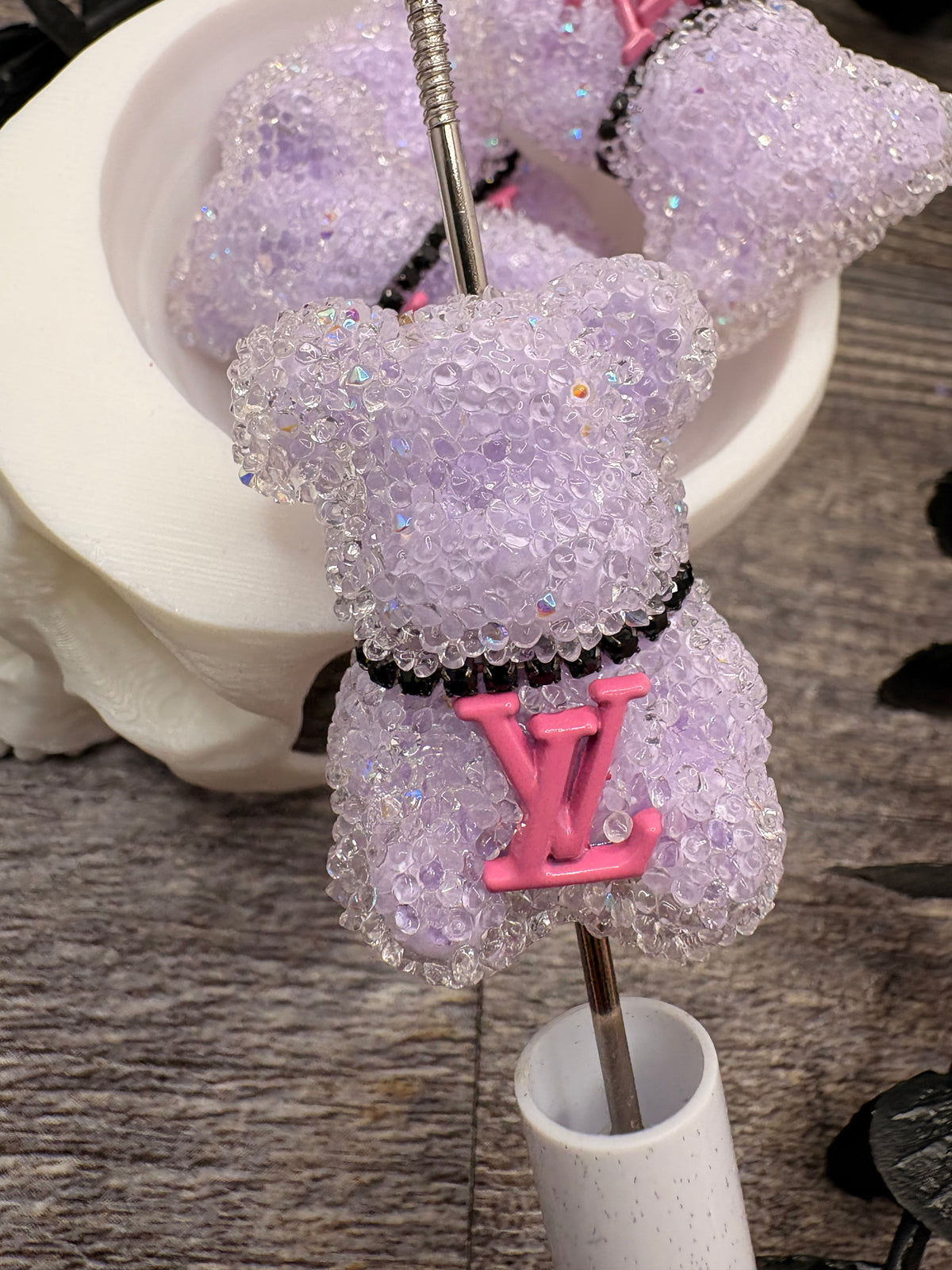 LV Fancy Sugar Bear, 1pc purple 36mm bead for crafting