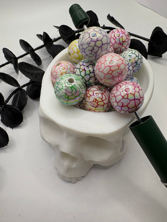 Cracked egg multi color bubblegum bead, acrylic 16mm beads for pens, beading supplies, beading, mixed color