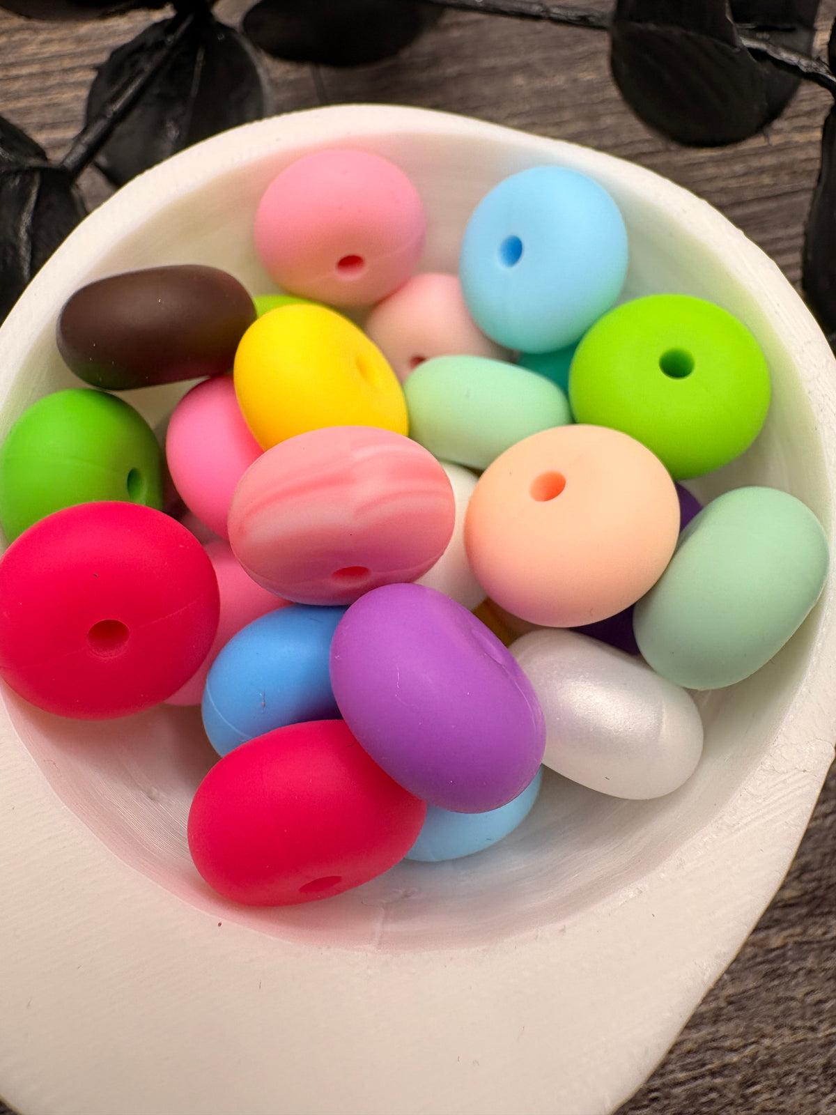 Rondelle mix spacer beads, 14mm beads for pens, beading supplies, beading, pvc silicone beads 20pc