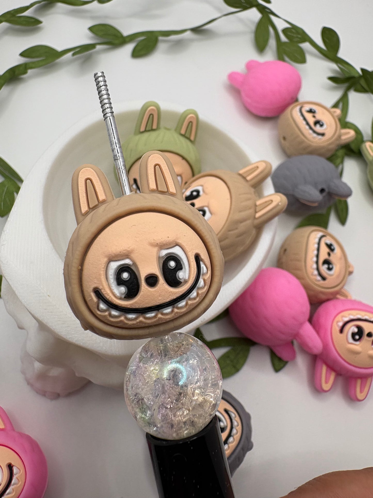 3D Monster head Bead, cute silicone bead, beads for pens, 3d monster dude, focal bead, 30mm