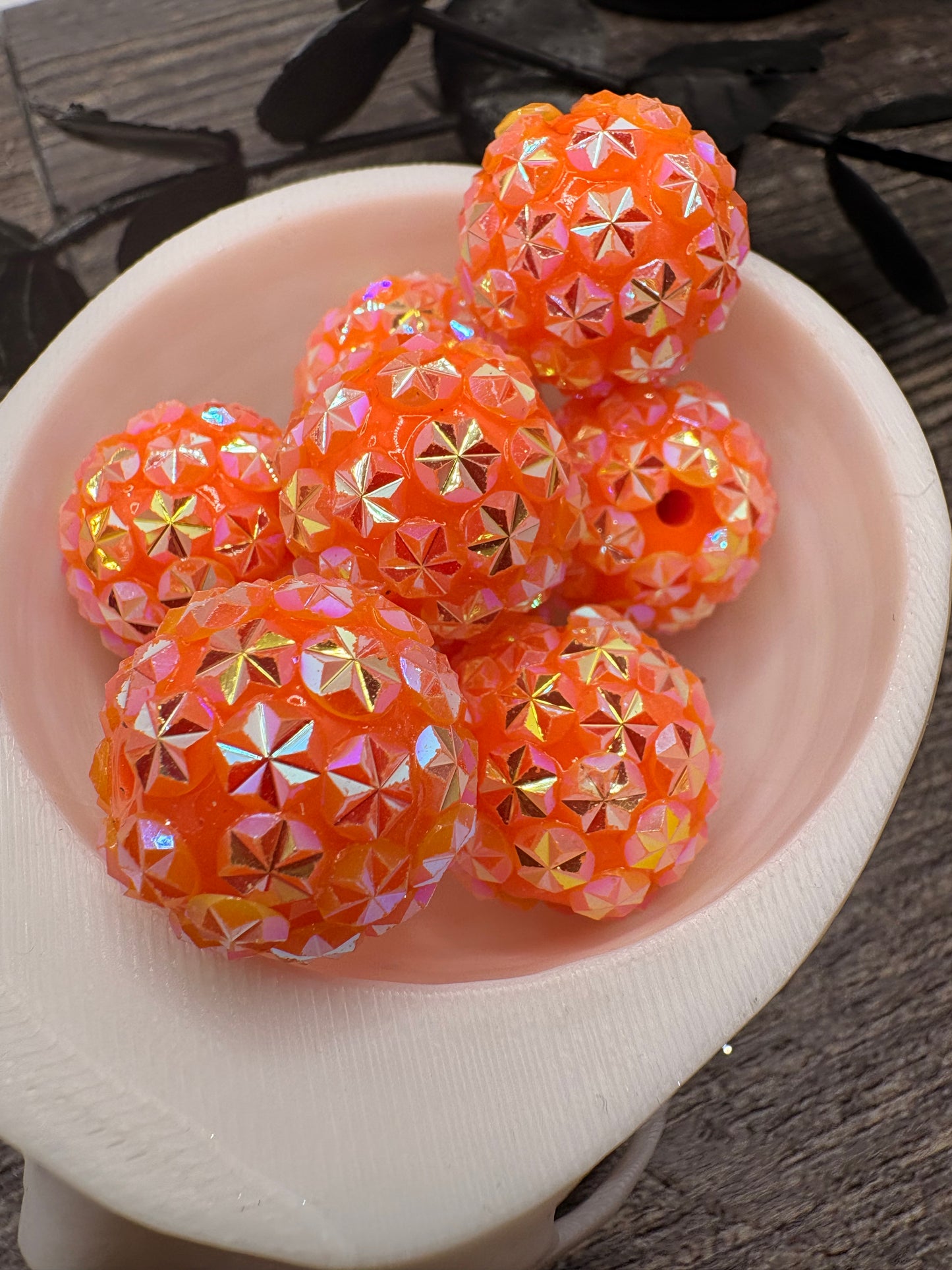 Acrylic neon orange rhinestone Beads, 20mm beads for pens, beading supplies, beading 5pc Bling
